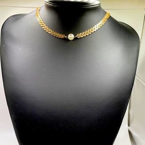 New gold chain Pearl choker necklace